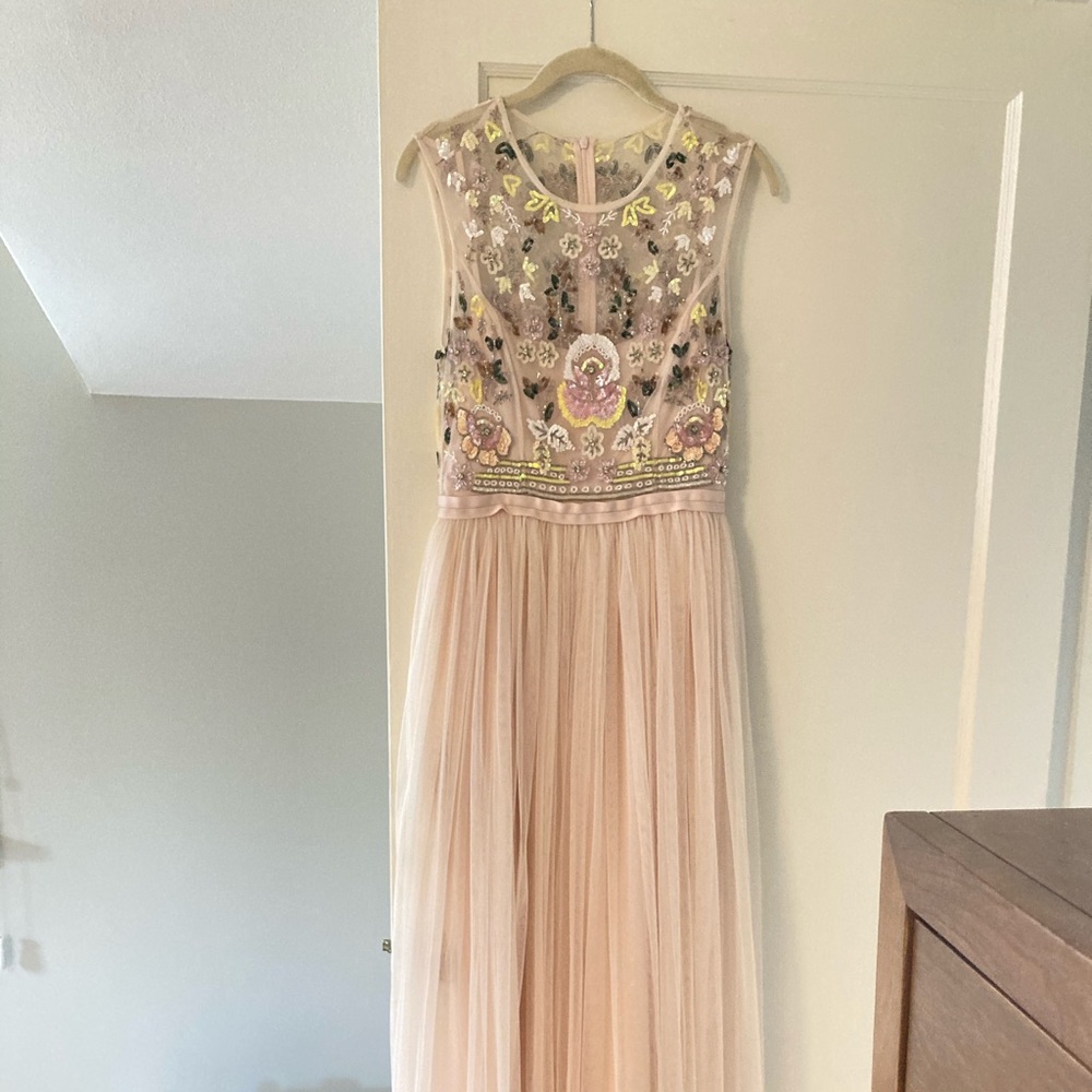 Needles & Thread embellished pink tulle gown